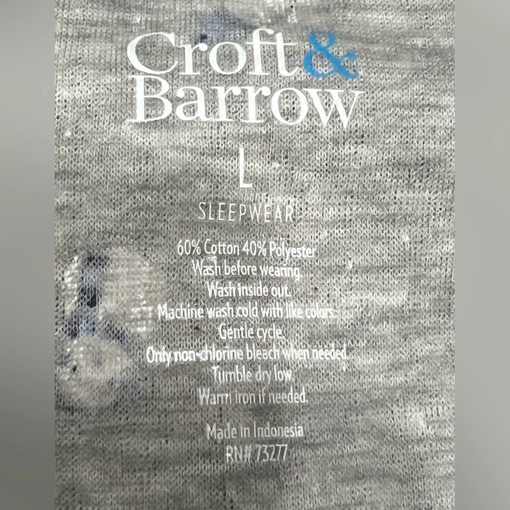 Croft & Barrow Snowman Print Gray Pajama Set NWT Women’s Large - Picture 4 of 4
